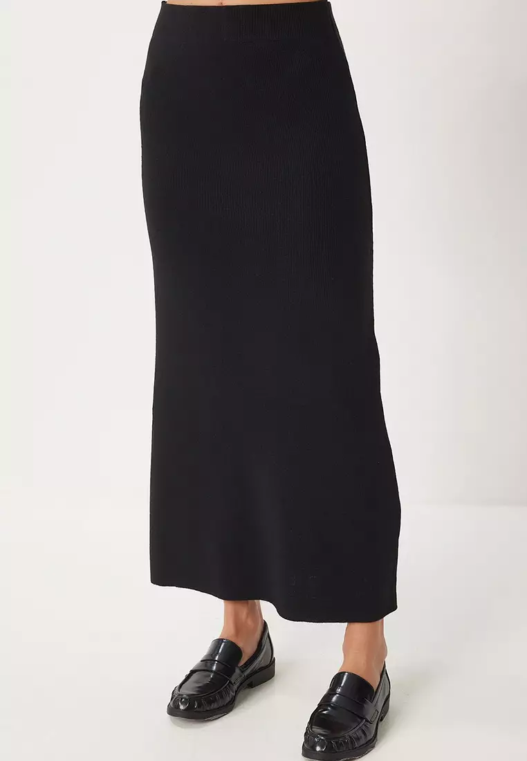 Polo Neck Knitwear Cardigan Skirt Set