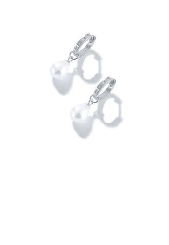 Glamorousky white 925 Sterling Silver Simple Elegant Geometric Circle Imitation Pearl Earrings with Cubic Zirconia 74945AC7405075GS_1