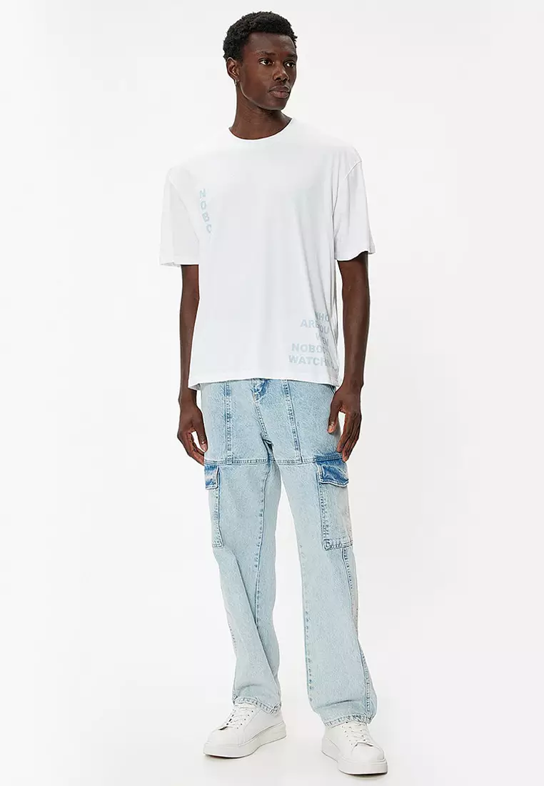 Koton SLOGAN CREW NECK SHORT SLEEVE - T-shirt con stampa - green/verde