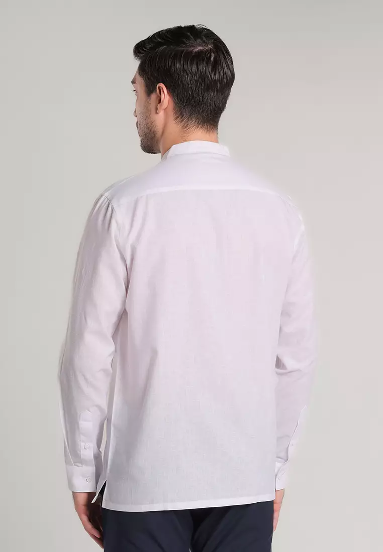 MOC x Habib Jafar Kemeja Koko Lengan Panjang Pria Halim - White