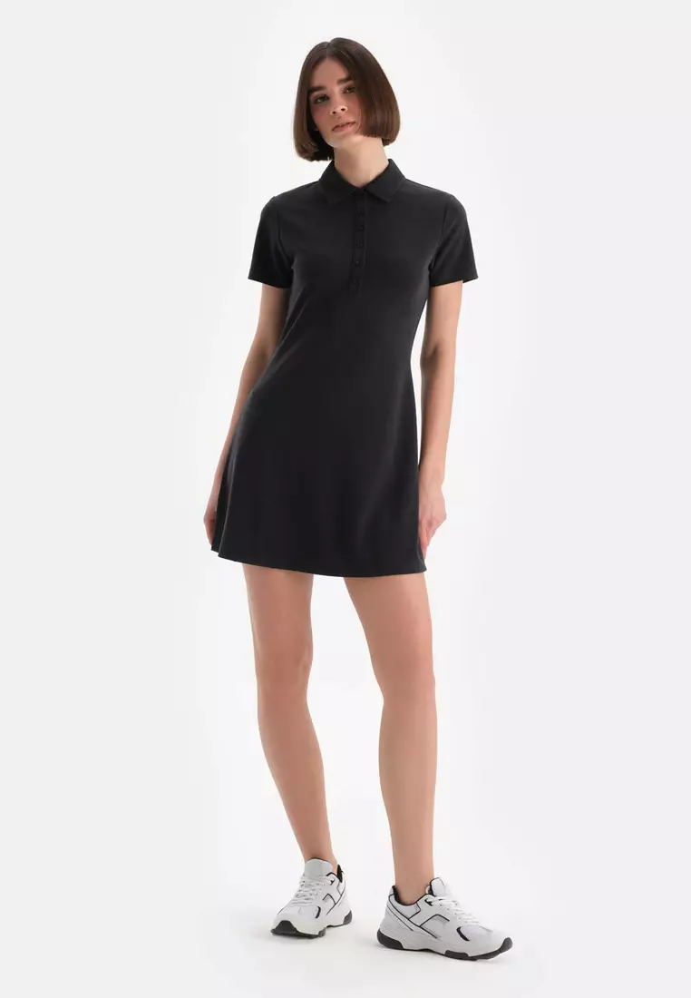 Black Dress, Regular, Short Sleeve Activewear for Women