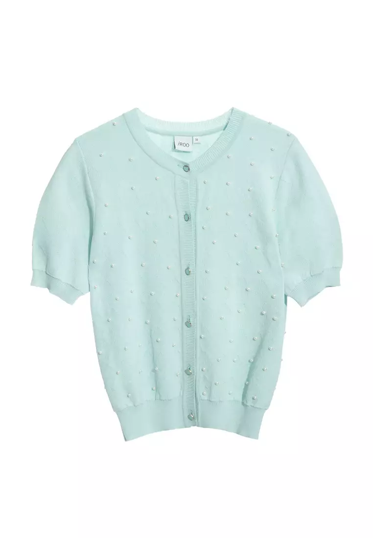 Button Front Short Sleeve Knit Cardigan