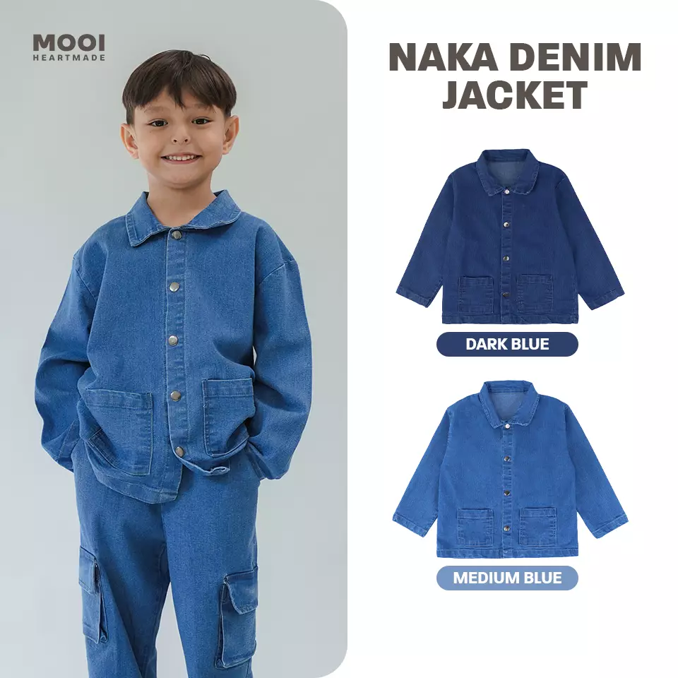 Mooi Jaket Jeans Anak Naka Denim Jacket - Dark Blue