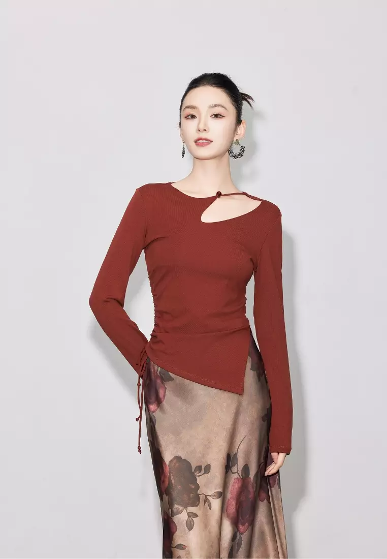 Brand new irregular retro design knitted top K100902