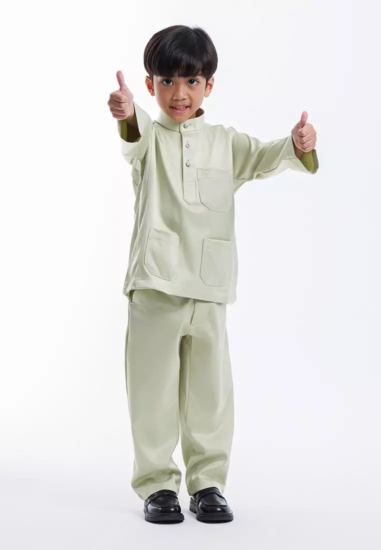 Alain Delon Baju Melayu Cekak Musang Budak - 19026505-41AloeGreen