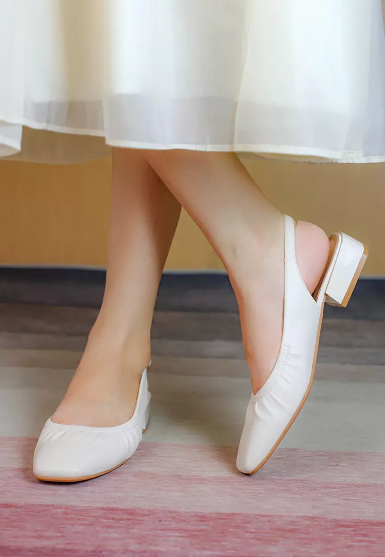 Microfiber Leather Slingback Mid Heel BY3618-9