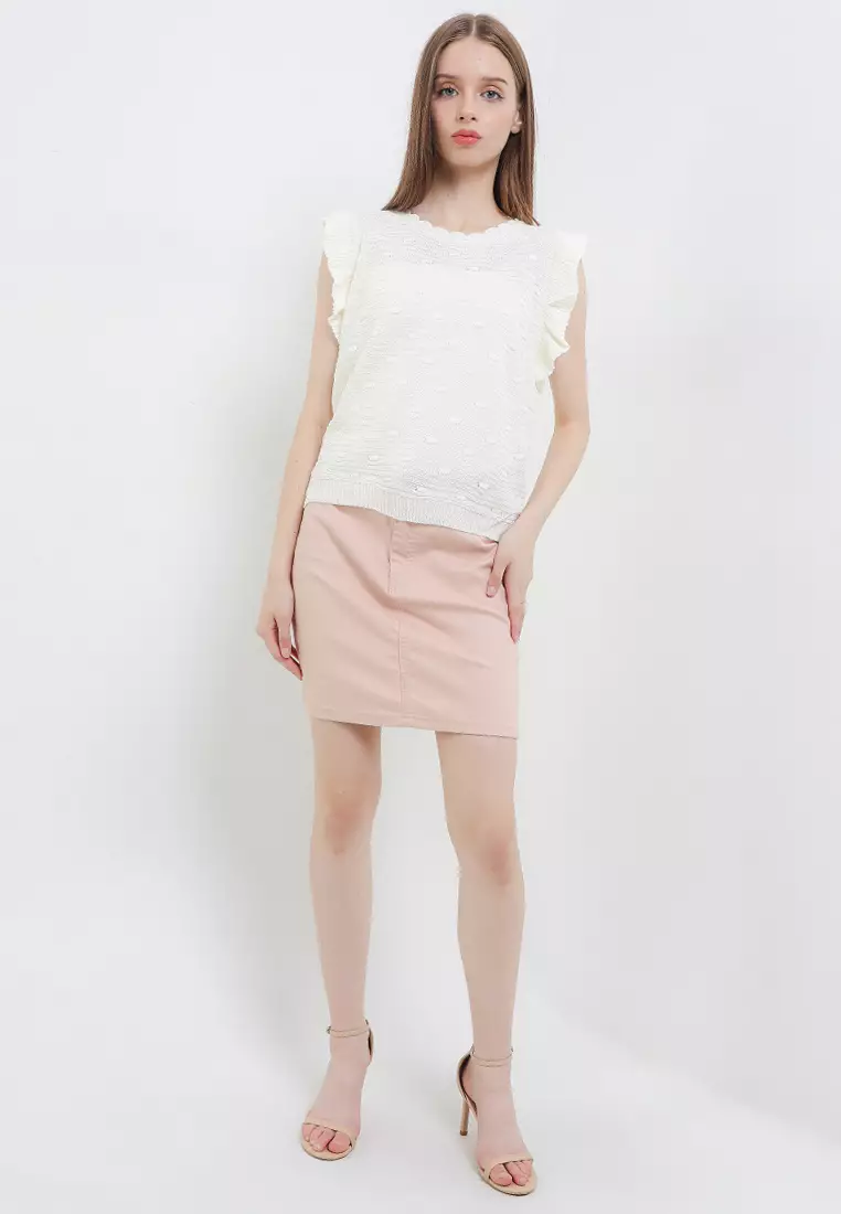 Ruffled Sleeves Knit Top