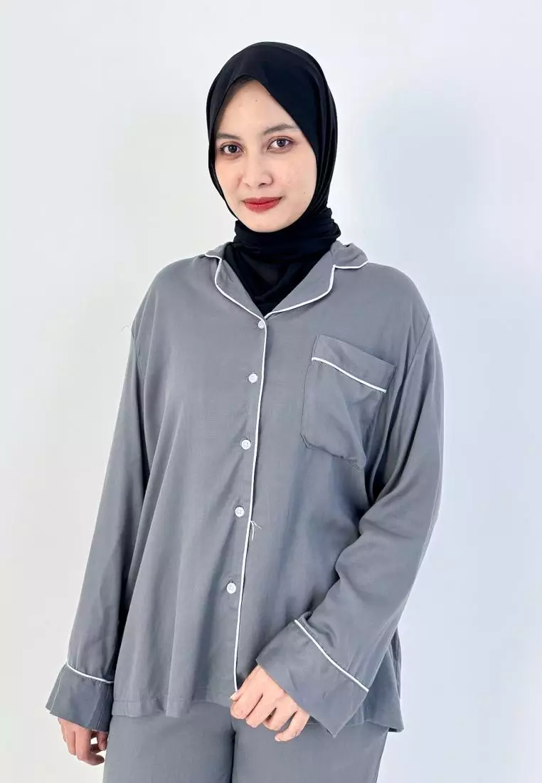 Rara Set (Setelan Piyama Lengan Panjang Wanita) Abu-Abu