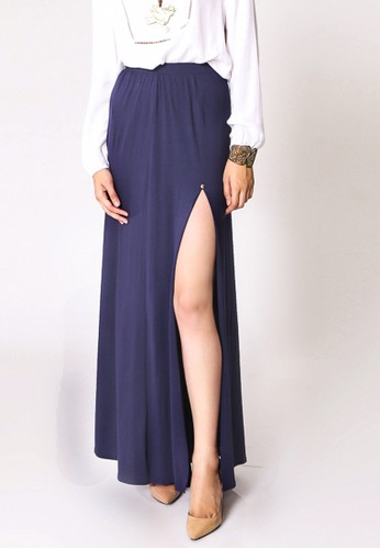 Nero Basic apparel, Maxi Slit Skirt Navy,Navy Women's Skirt
