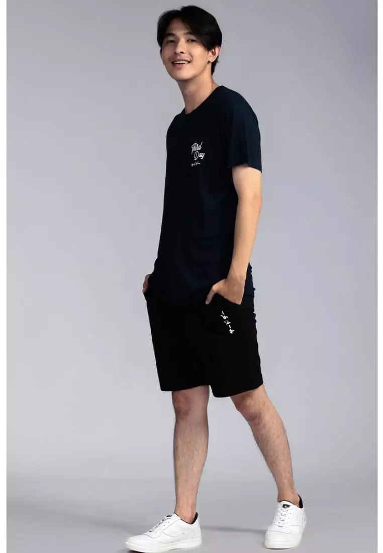 MTI16 Kaos Pria Simple Jepang Distro Script Dakir Navy