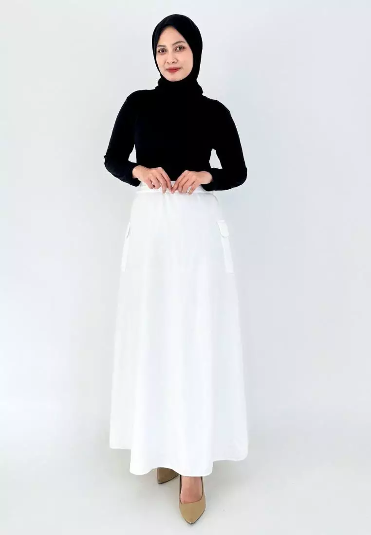 Carla Suede Skirt (Rok Panjang A-Line) PUTIH
