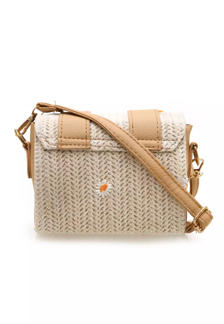 Eilaria Tas Selempang Wanita Sling Bag Mini Uniqe Design Material Leather ORIGINAL - Brown