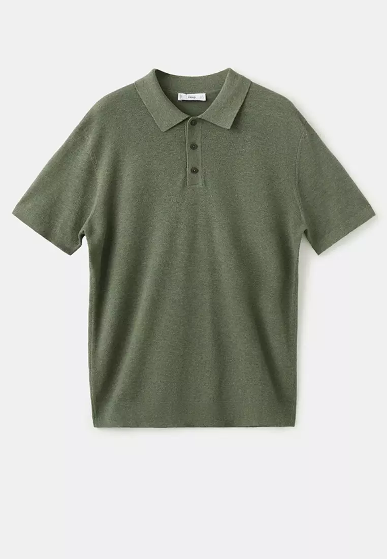 Fine Knit Polo Shirt With Microstructure