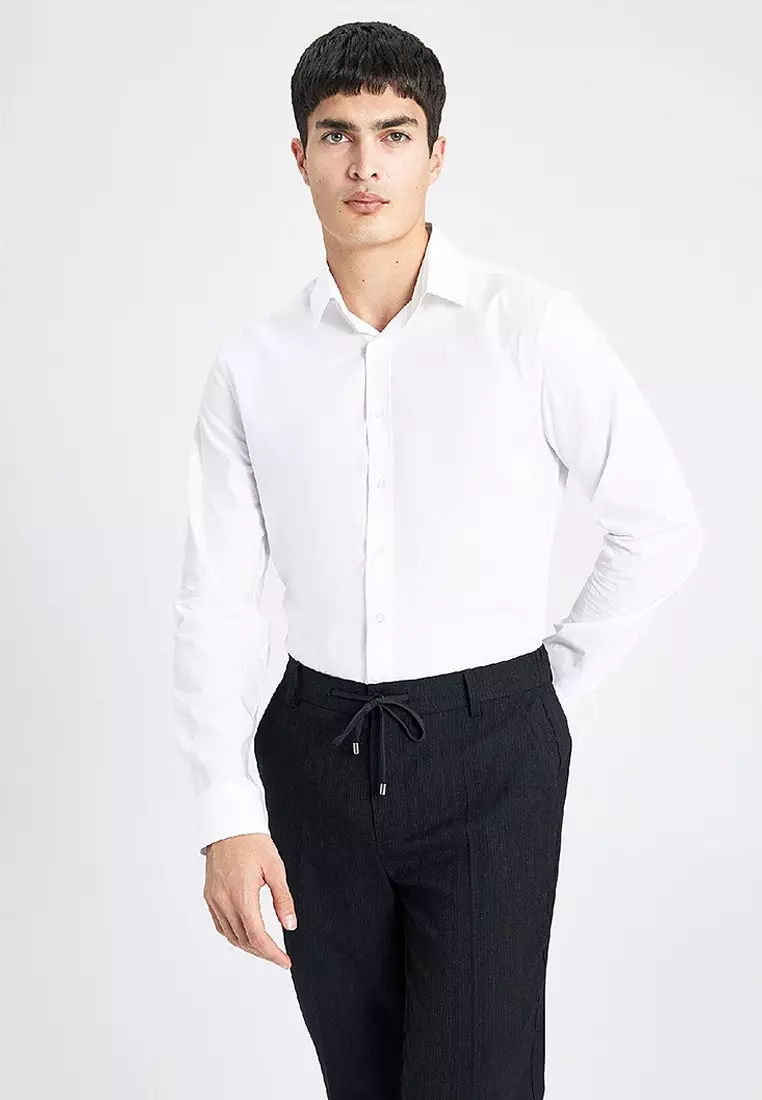 Slim Fit Italian Collar Non Iron Long Sleeve Shirt