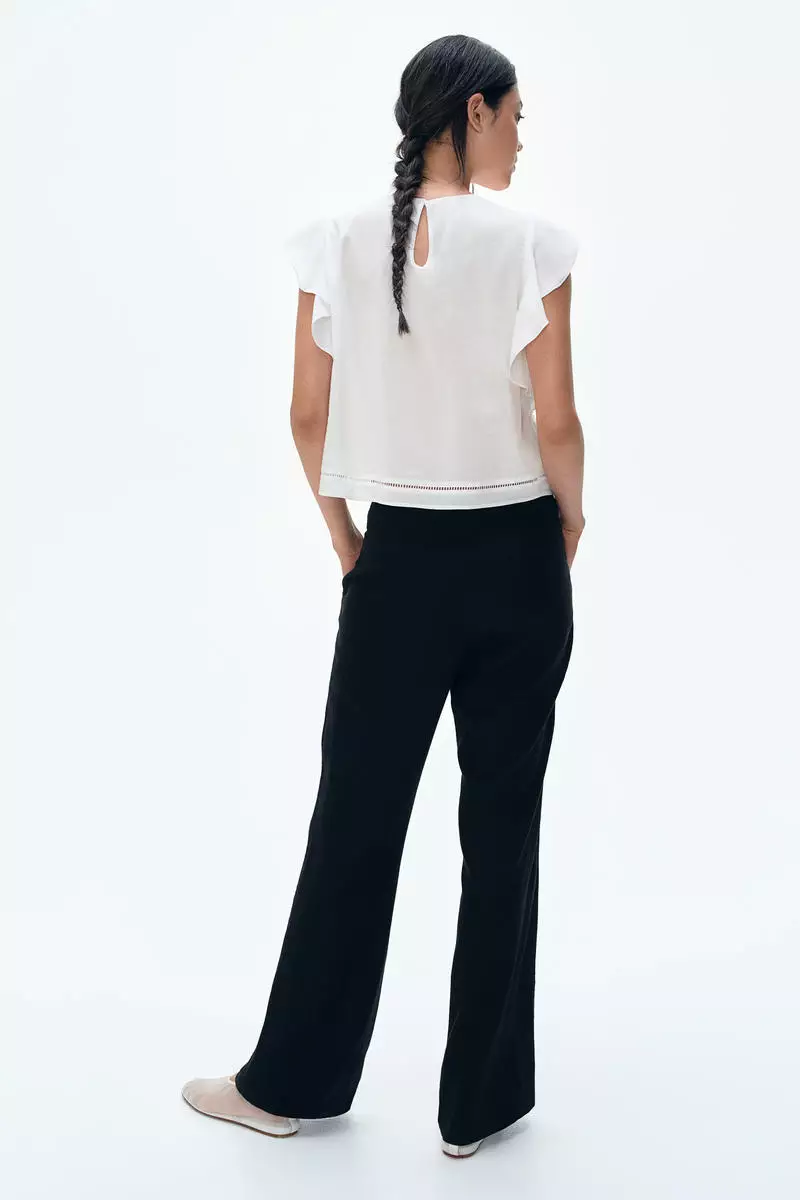 Linen-blend tailored trousers