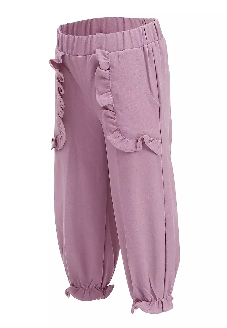 Yocelyn Celana Panjang Anak Perempuan Variasi Saku Pants Kids Daily Motif Polos Material Crepe ORIGINAL - Rose