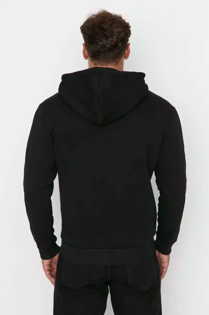 Black Men's Regular/Regular Fit Long Sleeve Hoodie Sweatshirt