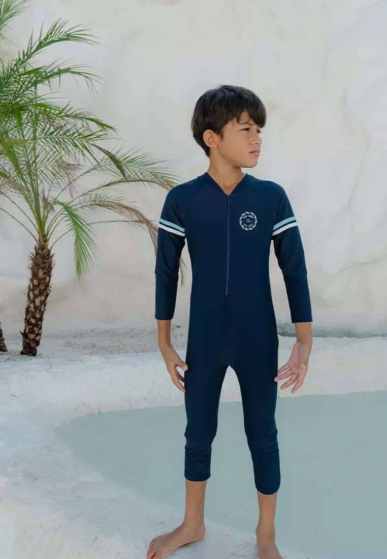 Bleu Marine Long Diving Swimwear, Baju Renang Anak - Dark Saphire