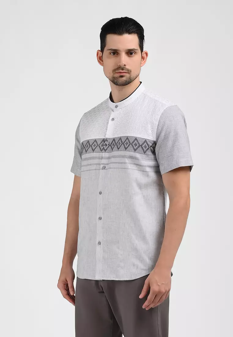 MOC Kemeja Koko Lengan Pendek Pria TRISTAN-GREY