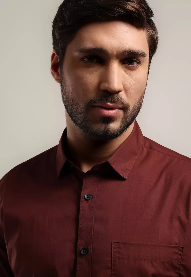 MOC Kemeja Lengan Pendek Pria PEDRIC-MAROON