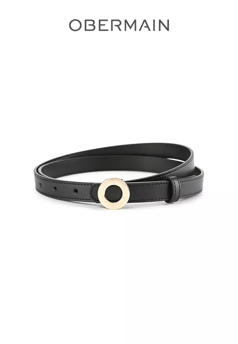 Ladies Belt 20MM Flat Buckle Leather Orange