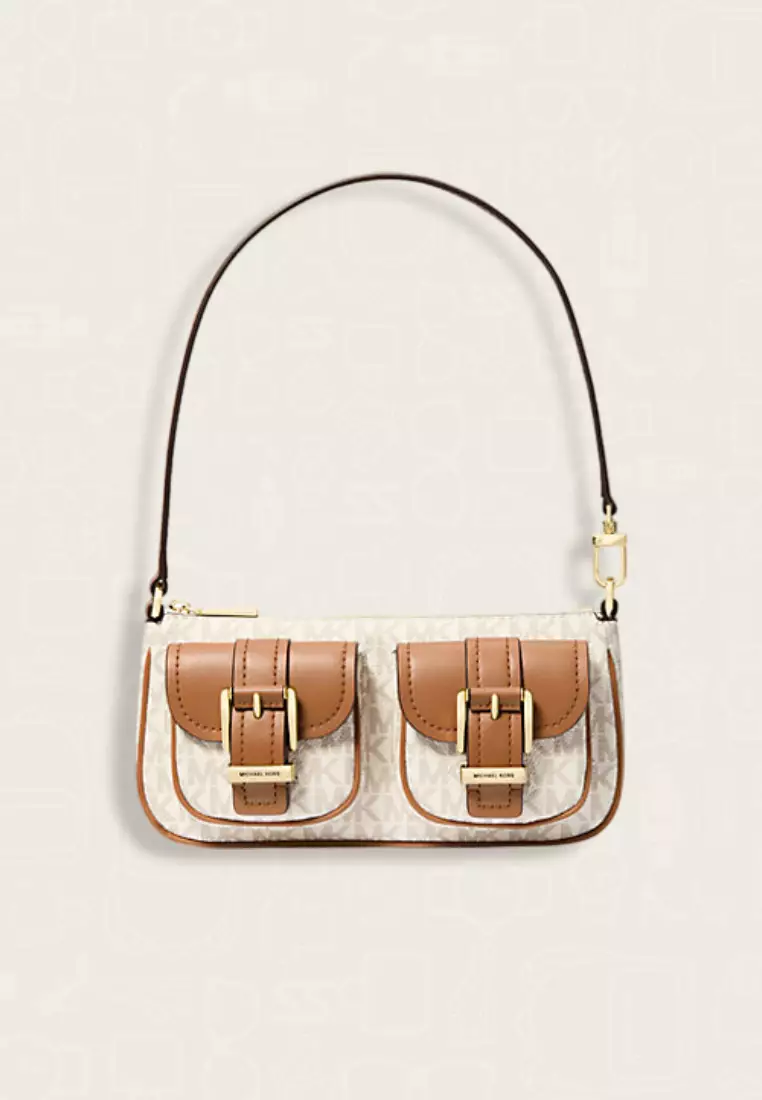 Michael Kors Zoe Small Signature Logo Pochette Vanilla