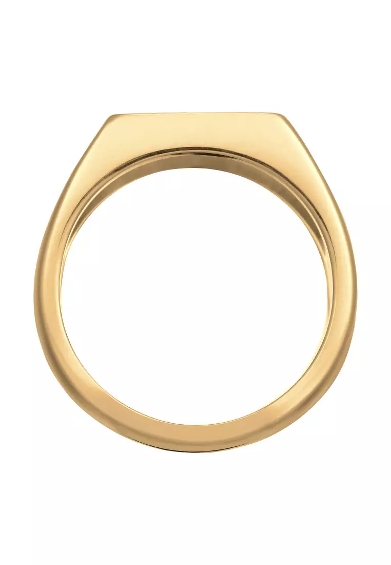 Men’s Silver Narrow Enamel Signet Ring – Gold-Plated