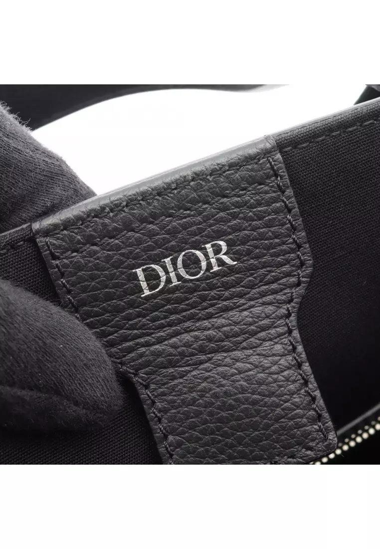 Pre-Loved Christian Dior SADDLE saddle Handbag tote bag leather black 2WAY