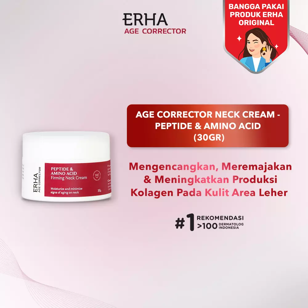 ERHA Age Corrector Peptide & Amino Acid Firming Neck Cream 30g - Krim Leher | Meningkatkan Produksi Kolagen | Mengurangi Garis Halus | Mengencangkan | Melembabkan Kulit Area Leher