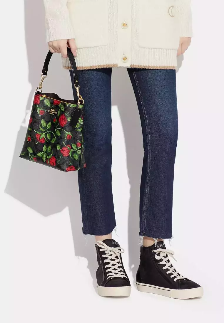 Coach Mollie Bucket Bag 22 In Signature Canvas With Fairytale Rose Print Red Multi