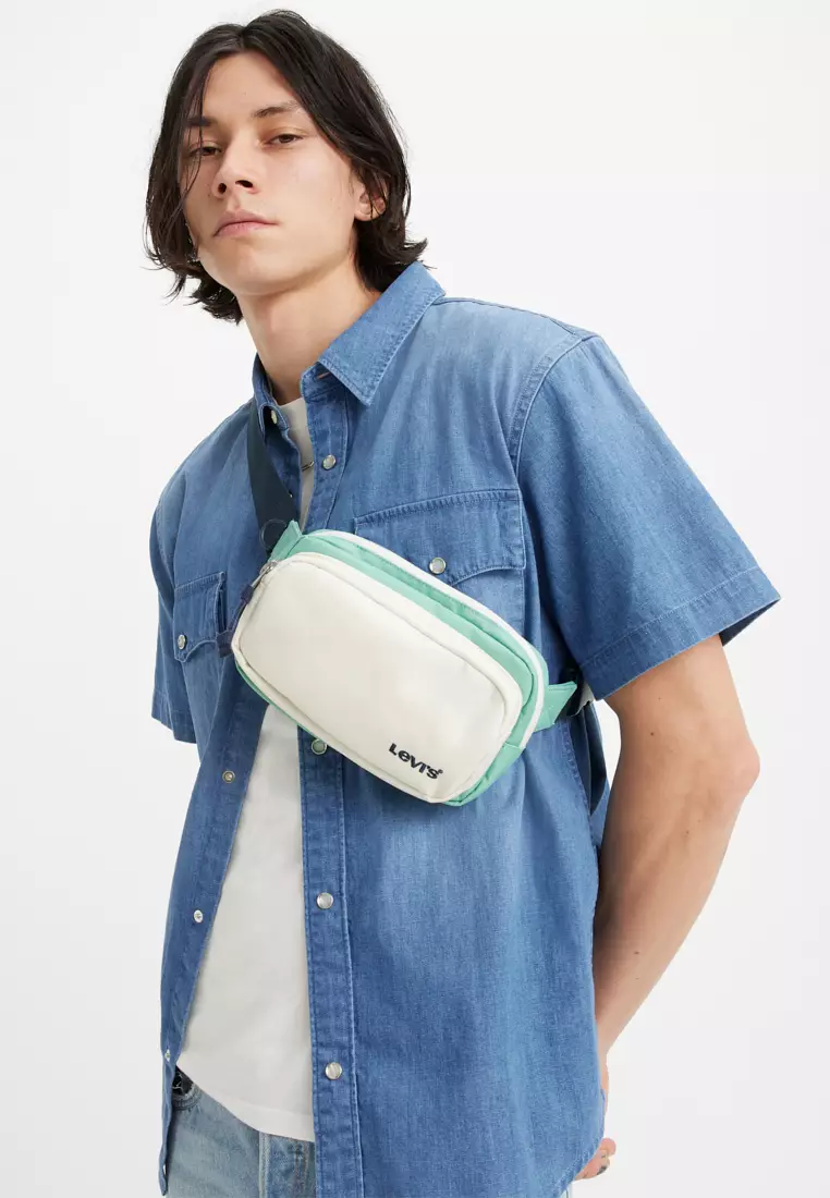 Levi's bum bag in denim blue with poster logo
