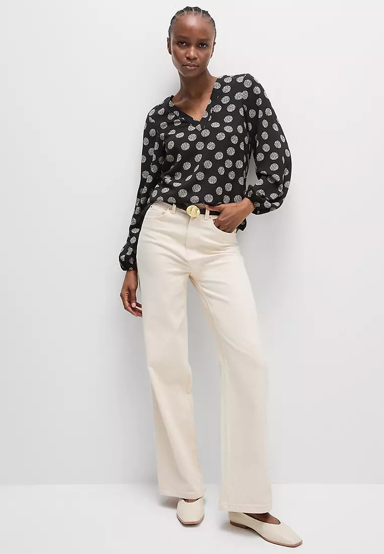 Printed V-Neck Blouse