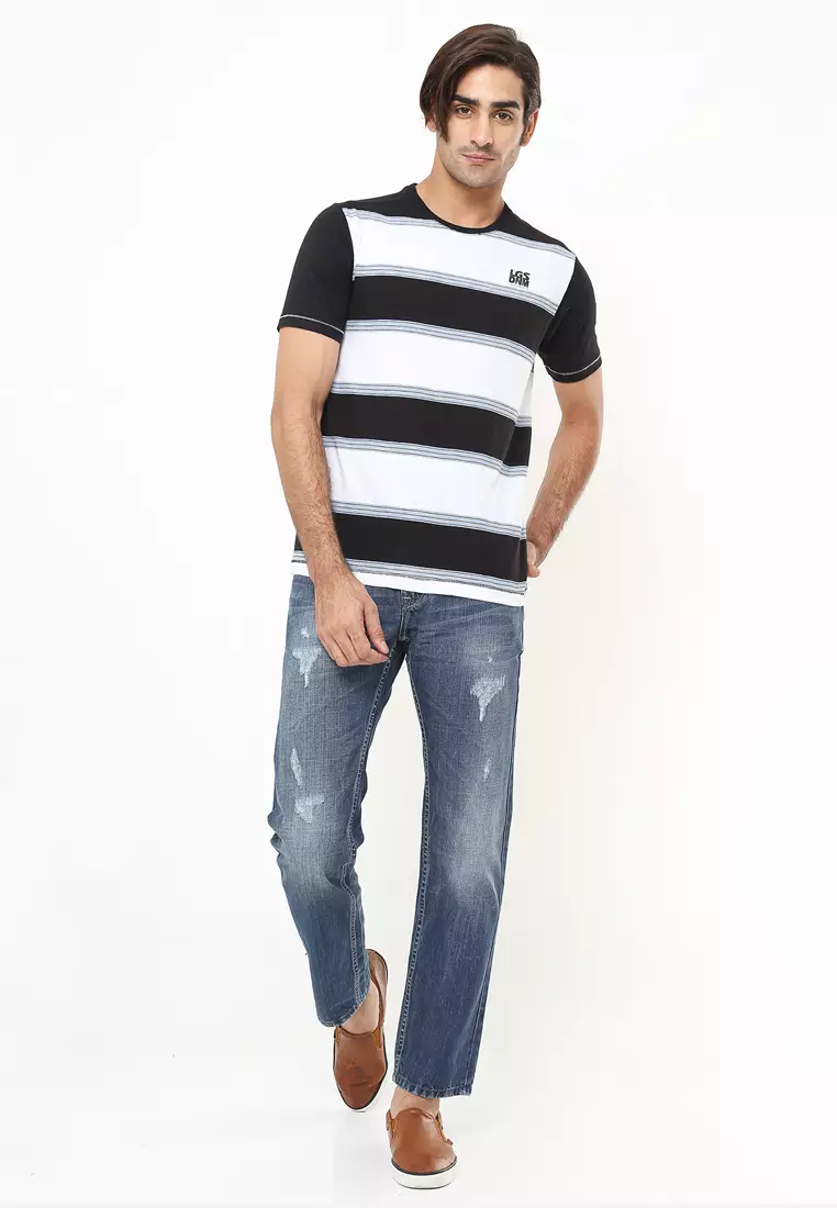 LGS - Kaos Casual - Colour Block - Putih - Slim Fit - JTS.323.M2370F.01.C