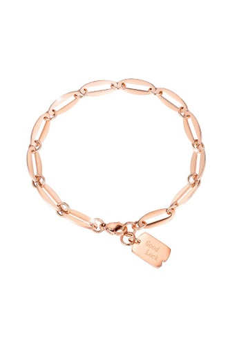 Bullion Gold 金色 BULLION GOLD Good Luck Chain Bracelet in Rose Gold Layered Steel Jewellery 6AC43AC3922AEAGS_1