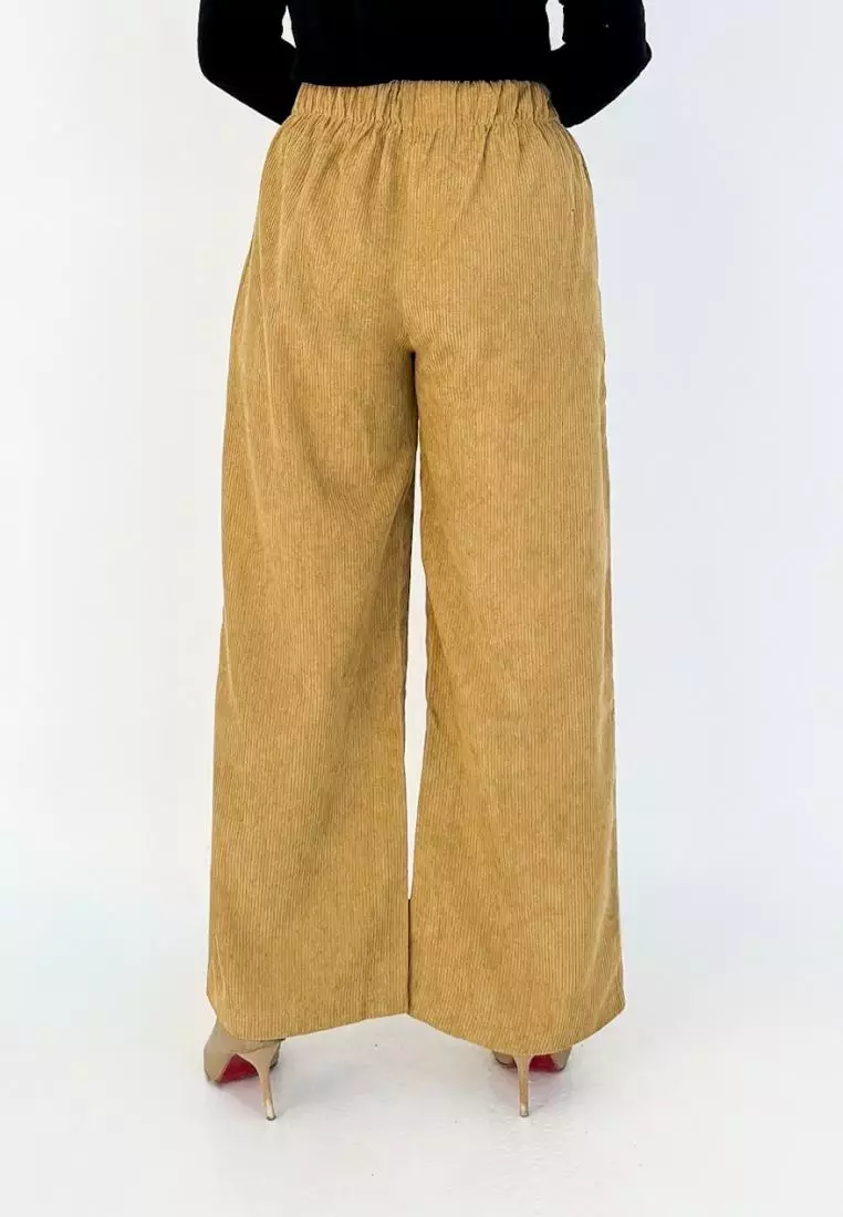 Keily Pants - Celana Palazzo Corduroy COKLAT