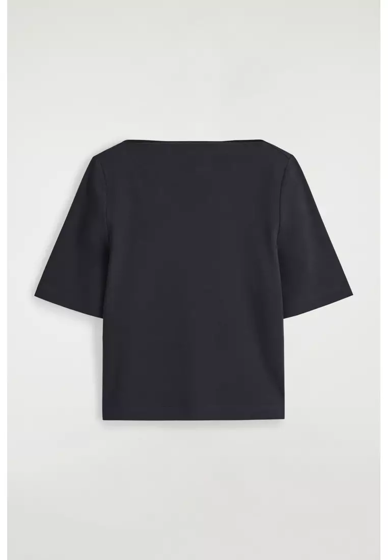 BOAT-NECK COTTON T-SHIRT