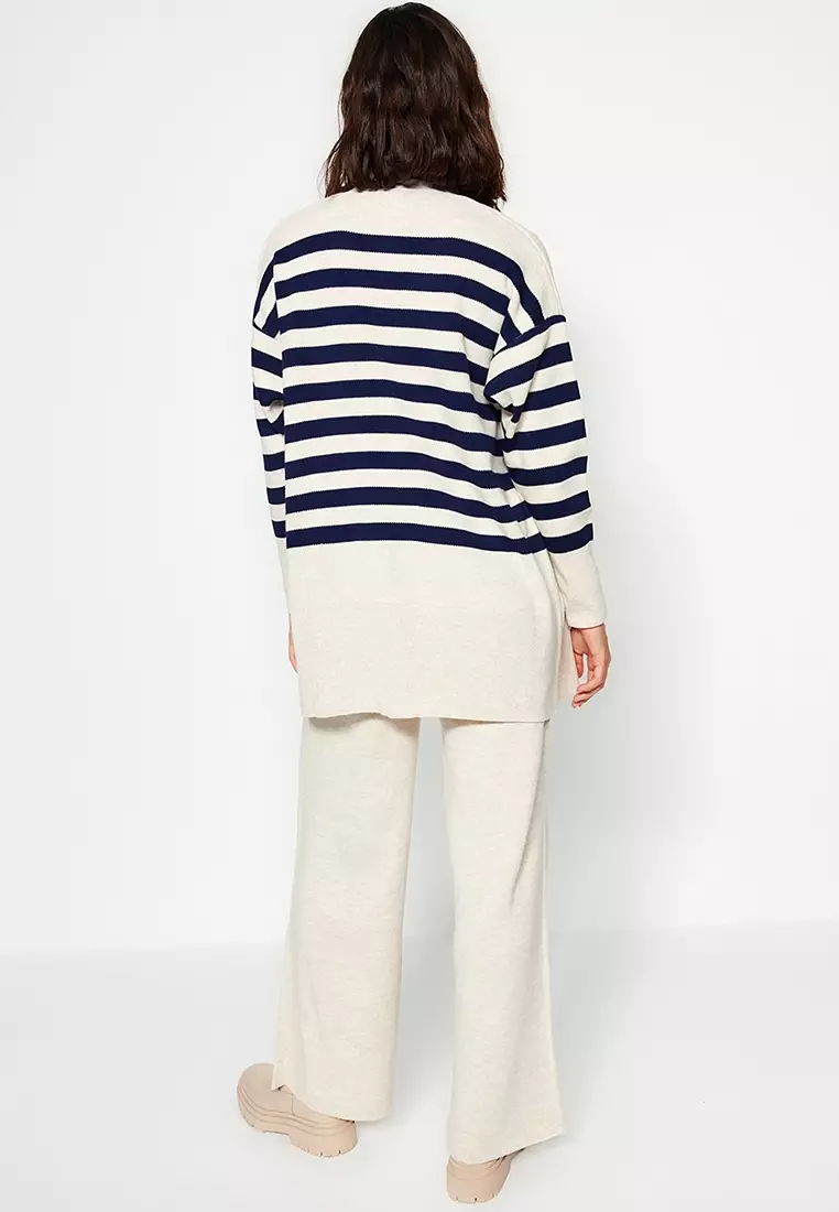 Stripe Knitted Cardigan and Trousers Set