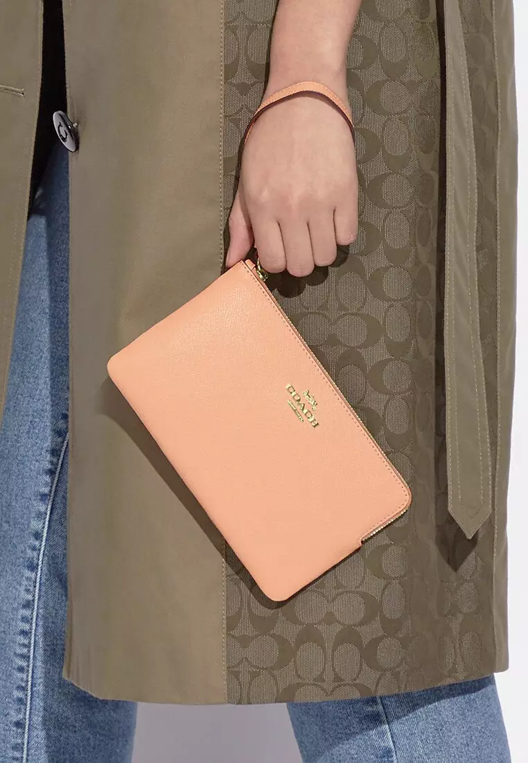 Large Corner Zip Wristlet - Faded Blush