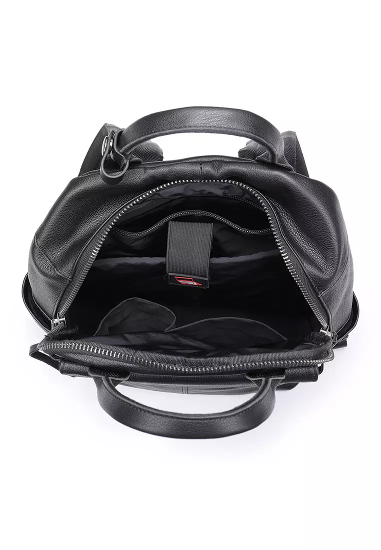 Men's Retro Plain Cow Leather Business Backpack