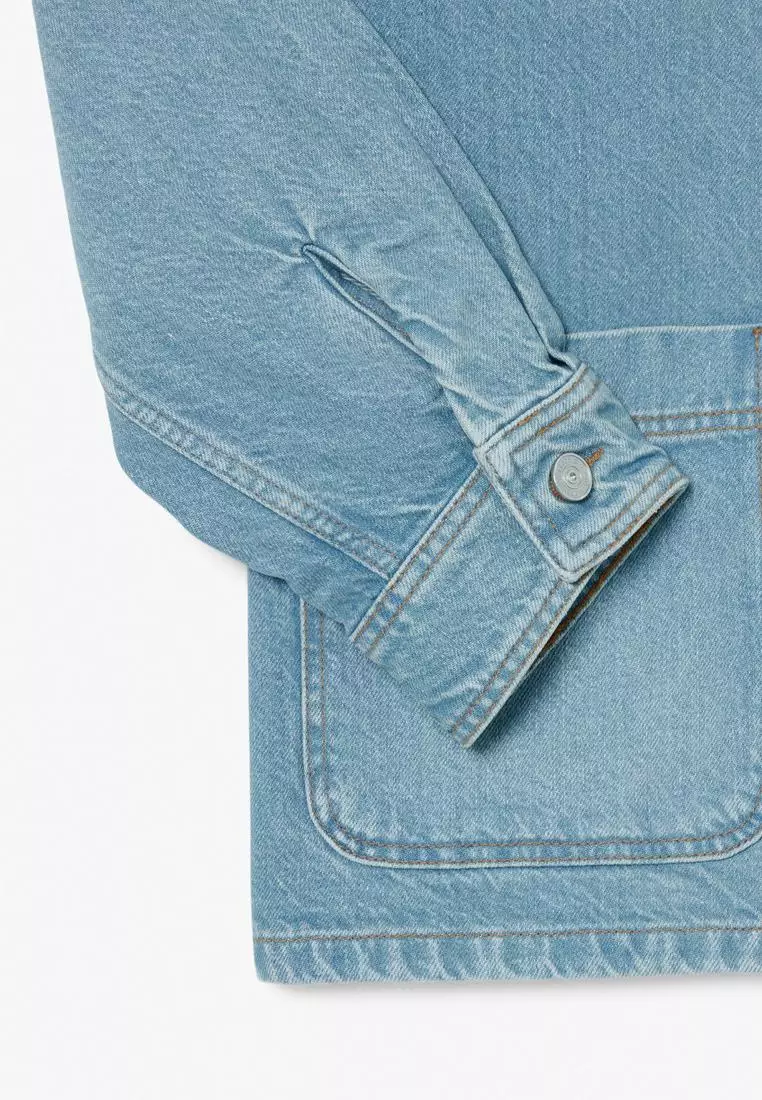 Oversized Cotton Denim Overshirt Jacket