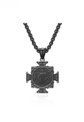 HAPPY FRIDAYS black Titanium Steel Crux Sacra Sit Mihi Lux Pendant Necklace JW QF-DZ433 7312AACEBFBB3BGS_1
