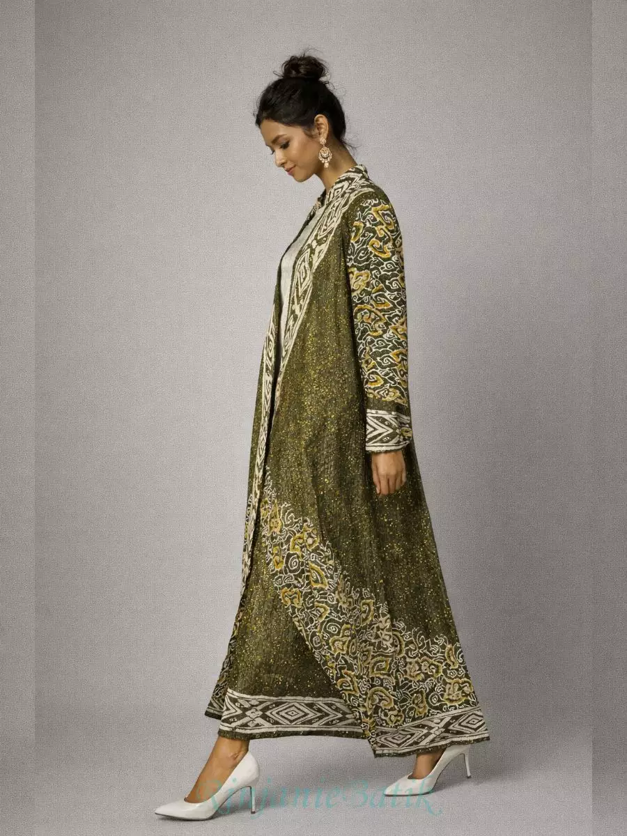 Rinjanie Batik - GSHI - HO - Gamis Shanghai Green Olive