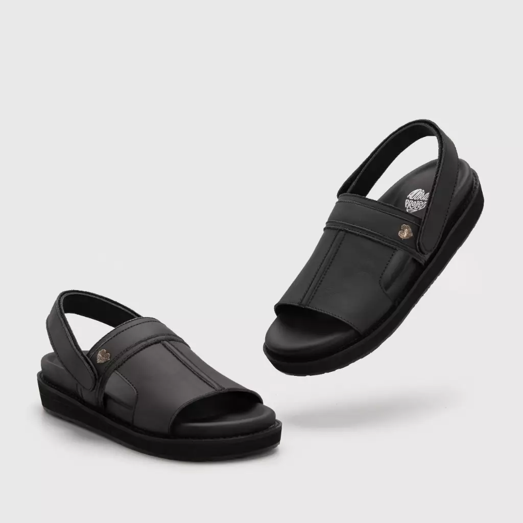 Adorable Projects - Mazza Sandals Genuine Leather Black - Sandal Wanita