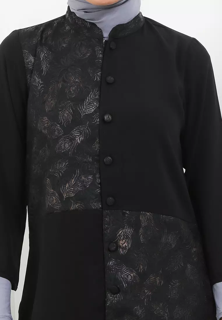 Pritta Tunic In Black Metalic Print
