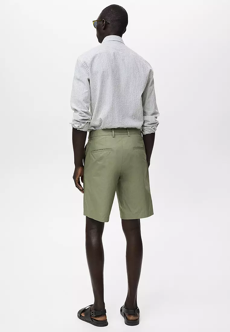 Cotton Bermuda Shorts with an Interior Elastic Strip