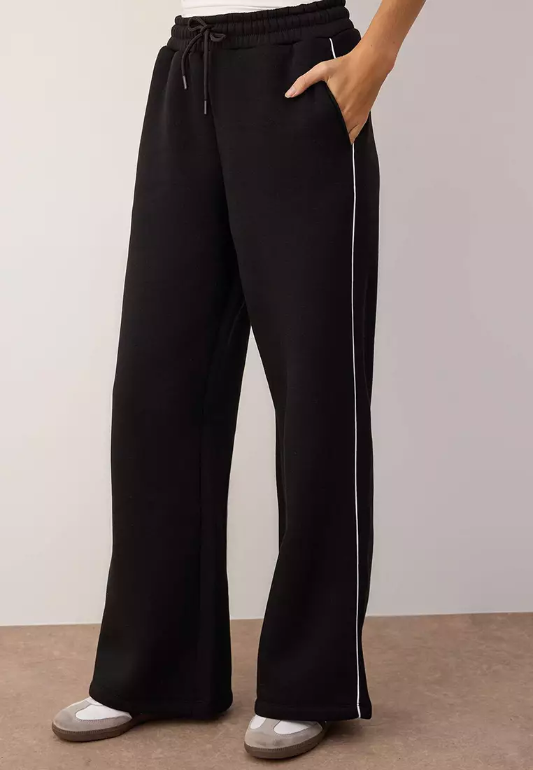 Black Thick Hooded Zipper Hooded Oversize/Wide Cut Knitted Tracksuit Set Twoaw26Em