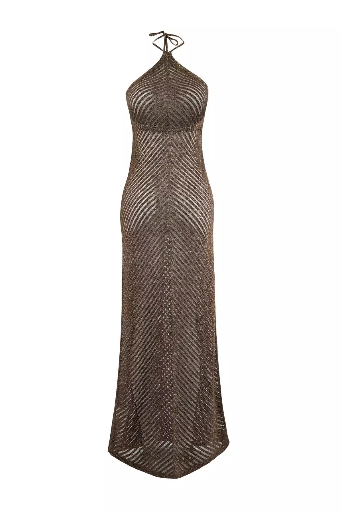 Brown Knitwear Maxi Beach Dress Tbess25El15