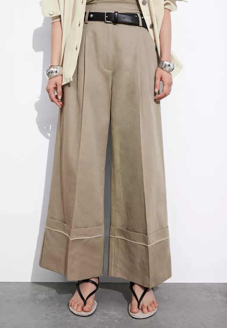 Wide Fold-Up Cuff Trousers
