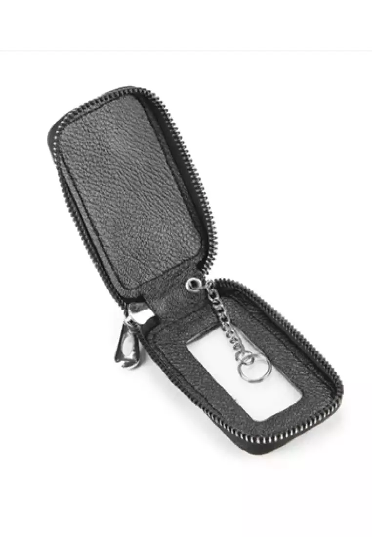 Pierre Cardin Dompet Gantungan Kunci Key Chain Kulit Leather Ring Holder Pouch 0111429301BLA