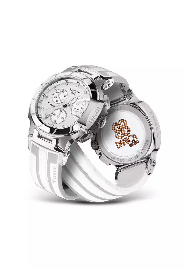 T Race Danica Patrick 2014 Chronograph Men s White Rubber Strap and Silver Dial Quartz Watch T048.417.17.036.00